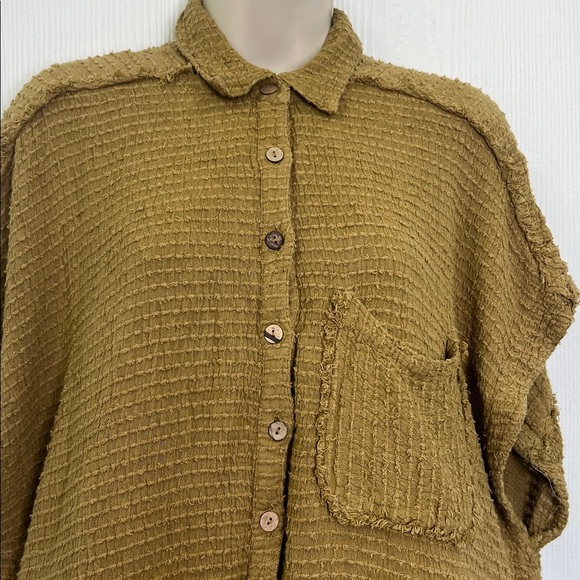 Free People - All Aboard Waffle Button Down Short Sleeve Short Romper Size Med - Picture 7 of 14